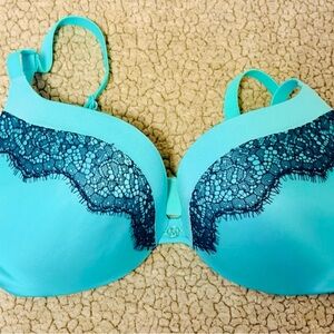 Victoria's Secret Aqua and Navy Lace Push up Bra